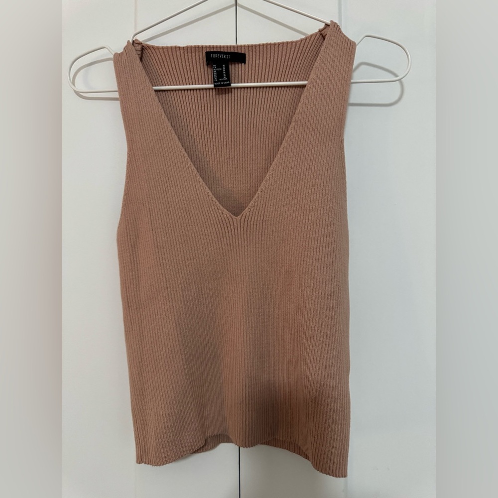 Forever 21 Brown Ribbed Sleeveless Tank Top